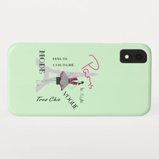 Paris Eiffel Tower Fashion Light Green Case-Mate iPhone Hülle (Rückseite (Horizontal))