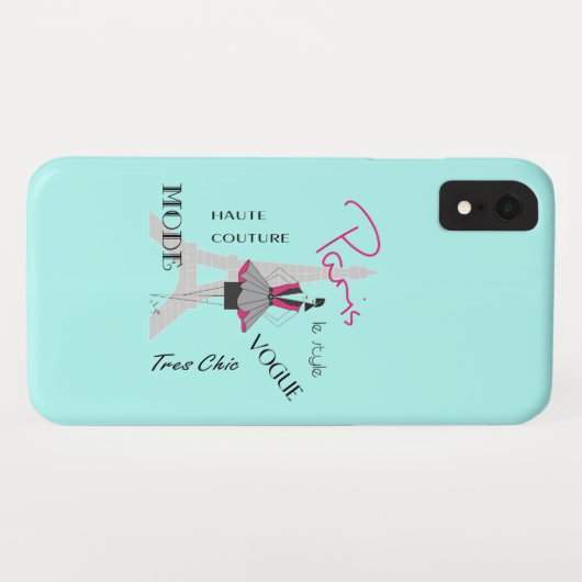 Paris Eiffel Tower Fashion Turquoise Case-Mate iPhone Hülle (Rückseite (Horizontal))