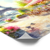 Paris Eiffel Tower France Wassercolor Poster (Ecke)
