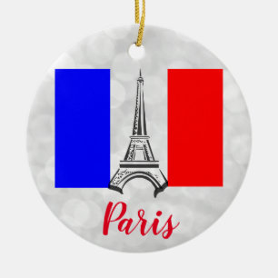 Paris Eiffel Tower Frankreich - Flagge Keramik Ornament