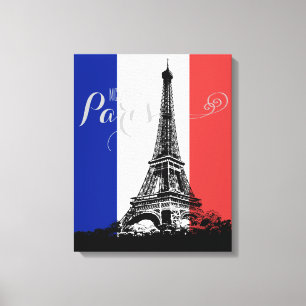 Paris Eiffel Tower Frankreich Flagge Monogramm Leinwanddruck
