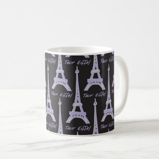 Paris Eiffel Tower Frankreich Lila und schwarze Ta Kaffeetasse (VorderseiteRechts)