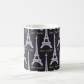 Paris Eiffel Tower Frankreich Lila und schwarze Ta Kaffeetasse (Mittel)