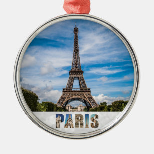 Paris Eiffel Tower Frankreich Reisen Foto Weihnach Ornament Aus Metall