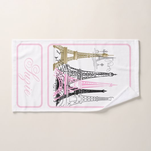 Paris Eiffel Tower Frankreich Rosa Dekoration Handtuch (Handtuch)