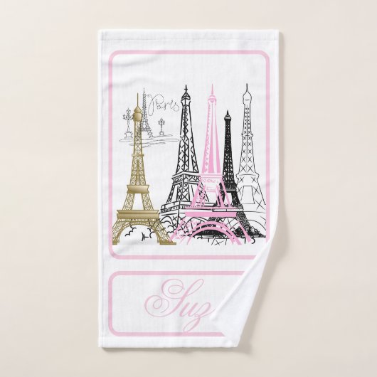 Paris Eiffel Tower Frankreich Rosa Dekoration Handtuch (Handtuch)