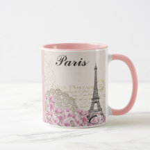 Paris Eiffel Tower Frankreich Vintage rosa Blume