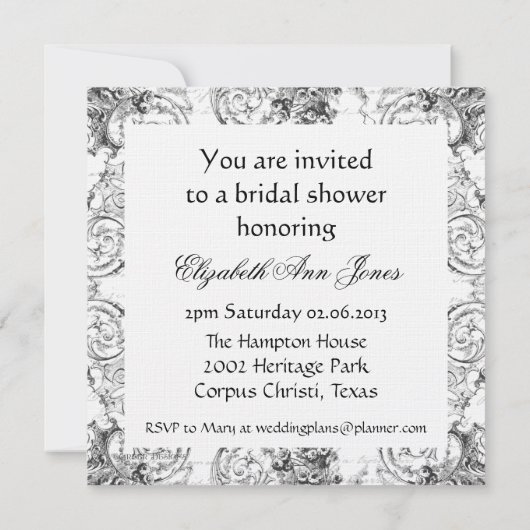 Paris Eiffel Tower Französisch-Scrolls Einladung (Rückseite)