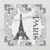 Paris Eiffel Tower Französisch-Scrolls Einladung (Vorne/Hinten)