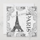 Paris Eiffel Tower Französisch-Scrolls Einladung (Vorderseite)