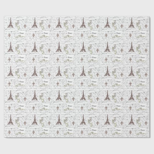Paris Eiffel Tower Französisch-Scrolls Geschenkpapier (Flach)