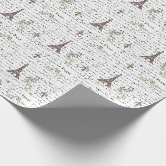 Paris Eiffel Tower Französisch-Scrolls Geschenkpapier (Ecke)