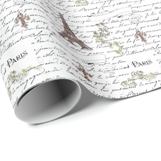 Paris Eiffel Tower Französisch-Scrolls Geschenkpapier (Rolleneckpunkt)