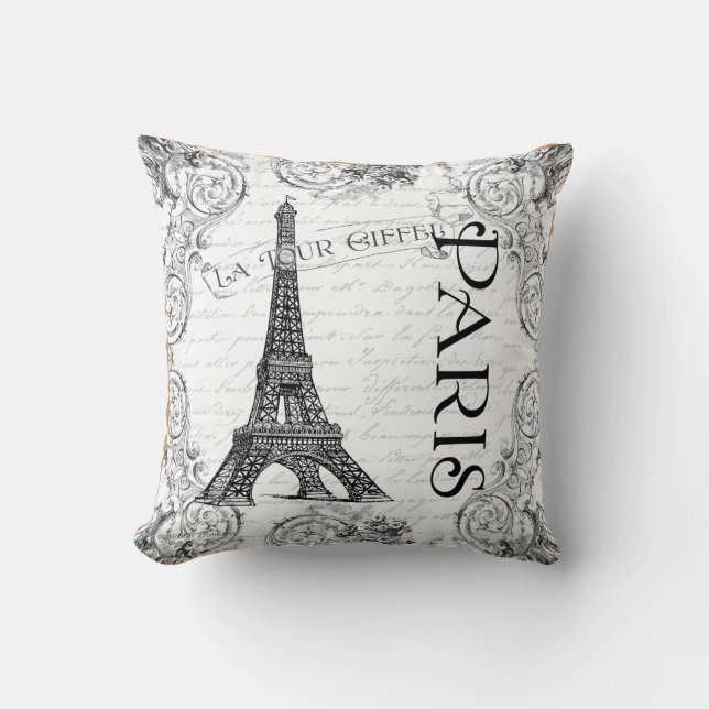 Paris Eiffel Tower Französisch-Scrolls Kissen (Vorderseite)