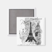 Paris Eiffel Tower Französisch Szene Collage Magnet (Vorderseite/Rückseite)
