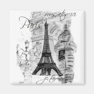 Paris Eiffel Tower Französisch Szene Collage Magnet