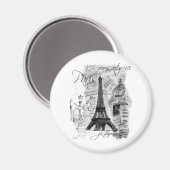 Paris Eiffel Tower Französisch Szene Collage Magnet (Vorderseite/Rückseite)