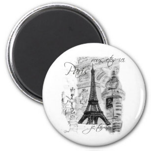 Paris Eiffel Tower Französisch Szene Collage Magnet