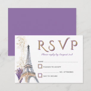 Paris Eiffel Tower Französische Lavendel-RSVP-Kart RSVP Karte