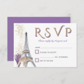 Paris Eiffel Tower French Lavender RSVP Card (Vorne/Hinten)
