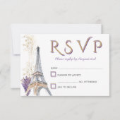 Paris Eiffel Tower French Lavender RSVP Card Karte (Vorderseite)