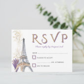 Paris Eiffel Tower French Lavender RSVP Card Karte (Stehend Vorderseite)