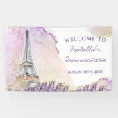 Paris Eiffel Tower French Lavender Willkommen Banner (Horizontal)