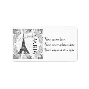Paris Eiffel Tower French Scrolls Adressaufkleber