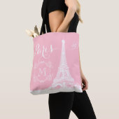 Paris Eiffel Tower Girly Pink White Mit Monogramm Tasche (Von Nahem)