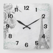 Paris Eiffel Tower Girly Quadratische Wanduhr (Vorderseite)