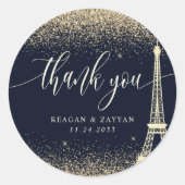 Paris Eiffel Tower Gold Glitzer Hochzeit Vielen Da Runder Aufkleber (Vorderseite)