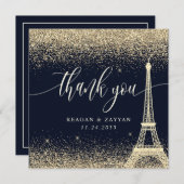 Paris Eiffel Tower Gold Glitzer Wedding Dankeskarte (Vorne/Hinten)
