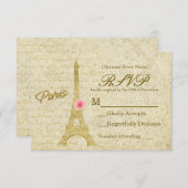 Paris Eiffel Tower Gold & Pink Elegante RSVP Karte (Vorne/Hinten)