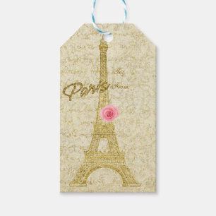 Paris Eiffel Tower Gold & Pink Elegantes Geschenk Geschenkanhänger