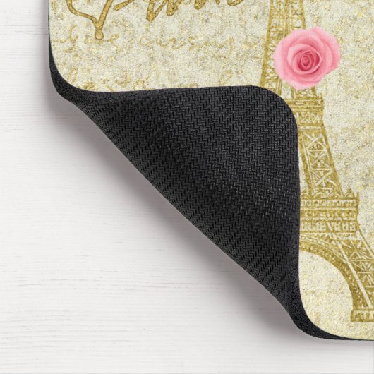 Paris Eiffel Tower Gold & Pink Elegantes Mauspad (Ecke)