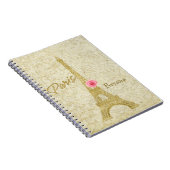Paris Eiffel Tower Gold & Pink Elegantes Notebook Notizblock (Rechte Seite)