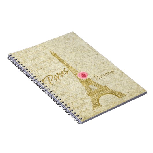 Paris Eiffel Tower Gold & Pink Elegantes Notebook Notizblock (Rechte Seite)