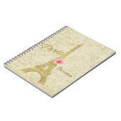 Paris Eiffel Tower Gold & Pink Elegantes Notebook Notizblock (Linke Seite)