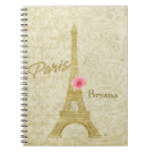 Paris Eiffel Tower Gold & Pink Elegantes Notebook Notizblock (Vorderseite)