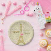 Paris Eiffel Tower Gold & Pink Glamour Party Pappteller (Party)