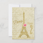 Paris Eiffel Tower Gold & Pink Tischnummer Card (Rückseite)