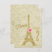 Paris Eiffel Tower Gold & Pink Tischnummer Card (Vorne/Hinten)