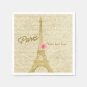 Paris Eiffel Tower Gold & Rosa Elegantes Napkins Serviette (Vorderseite)
