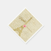 Paris Eiffel Tower Gold & Rosa Elegantes Napkins Serviette (Ecke)