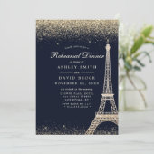 Paris Eiffel Tower Gold Sparkle Probe Einladung (Stehend Vorderseite)