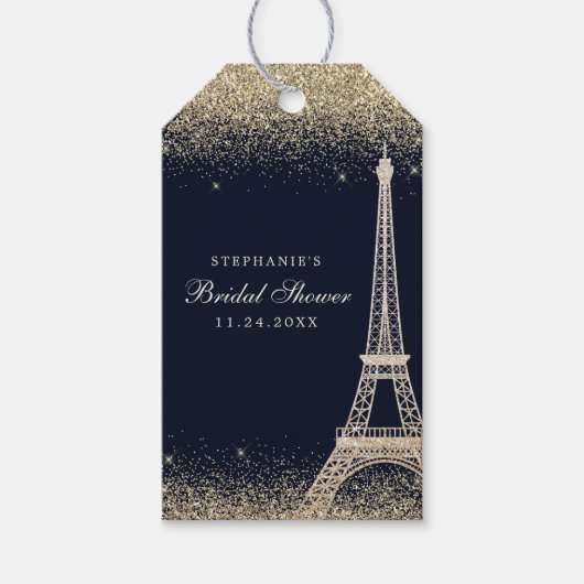 Paris Eiffel Tower Gold Sparkone Brautparty Geschenkanhänger (Vorderseite)