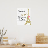 Paris Eiffel Tower Gold Sparkone Rose Frankreich Poster (Küche)