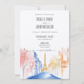 Paris Eiffel Tower Hochzeit in Urlaubsort Einladung (Vorderseite)