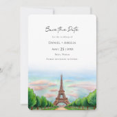 Paris Eiffel Tower Hochzeit in Urlaubsort Save The Date (Vorderseite)