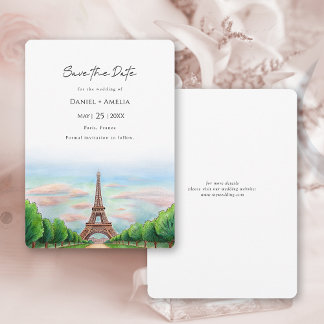 Paris Eiffel Tower Hochzeit in Urlaubsort Save The Date